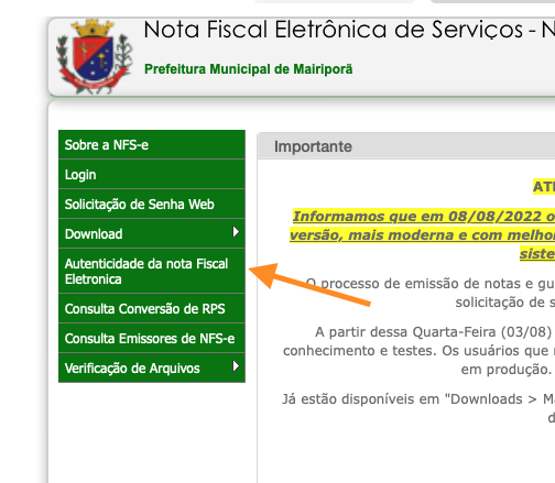Baixar nota fiscal