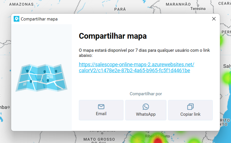 Janela de compartilhamento de mapas