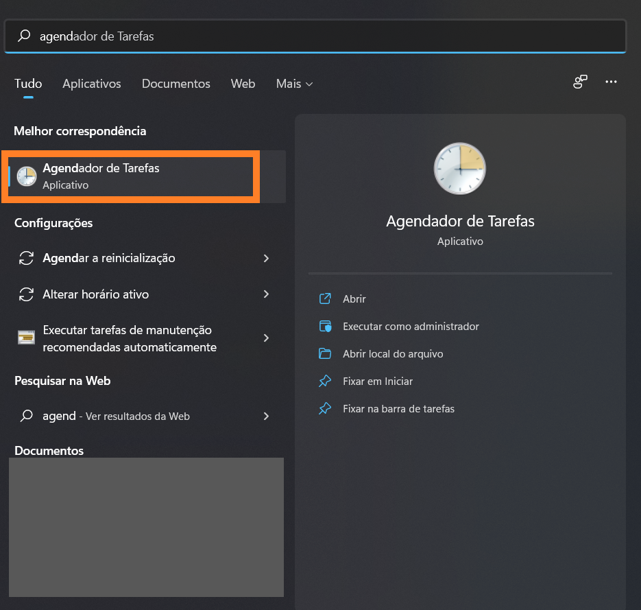 Agendador de tarefas do Windows