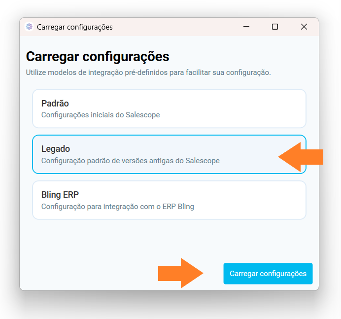 Carregar configurações de layout