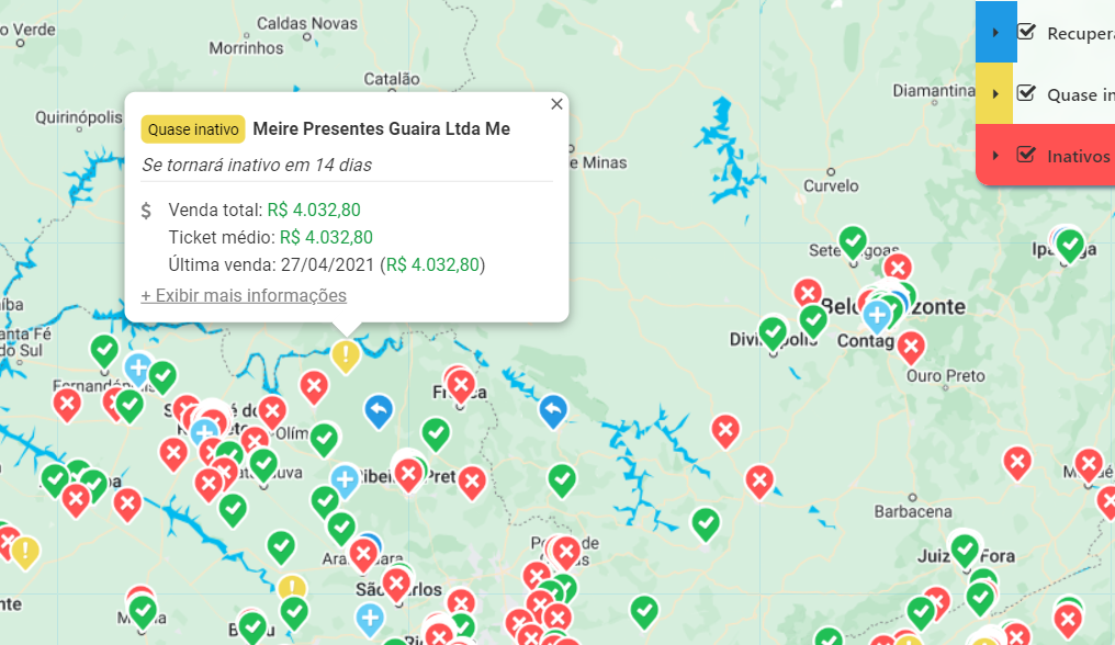 Detalhes de cliente no mapa