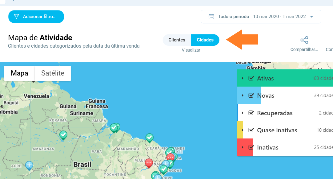 Mapa atividade de cidades