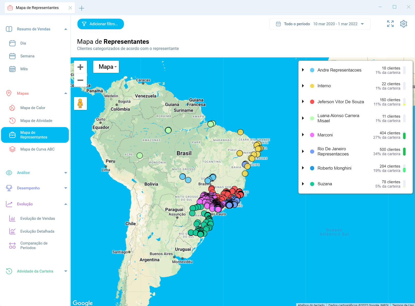 Mapa de Representantes