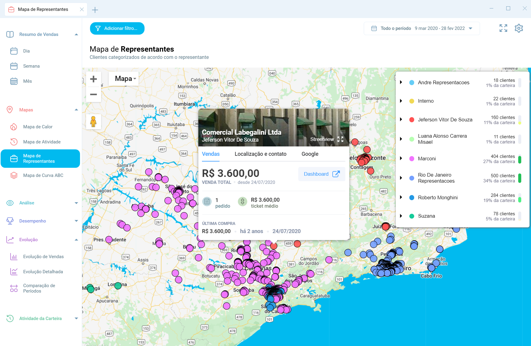 Mapa de representantes