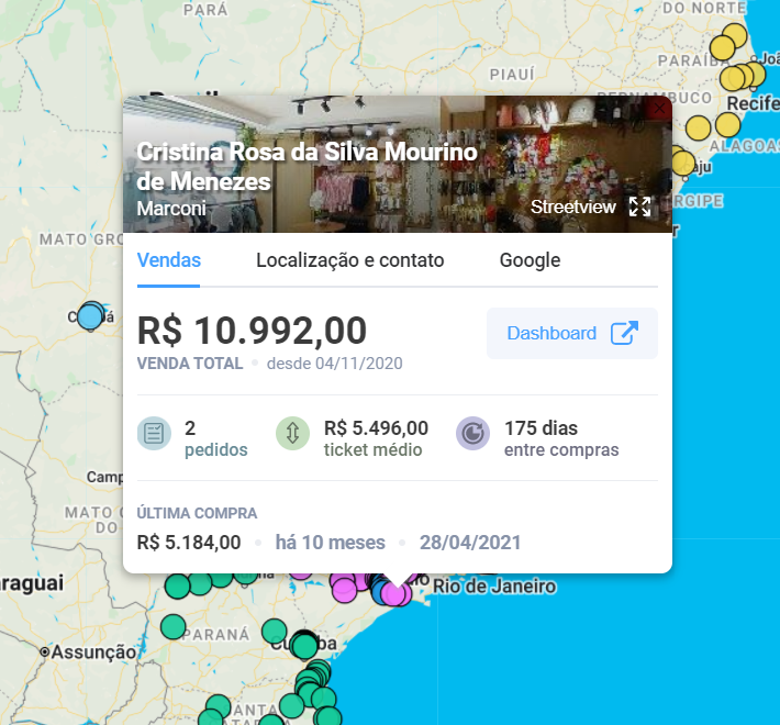 Mapa de representantes: Cliente