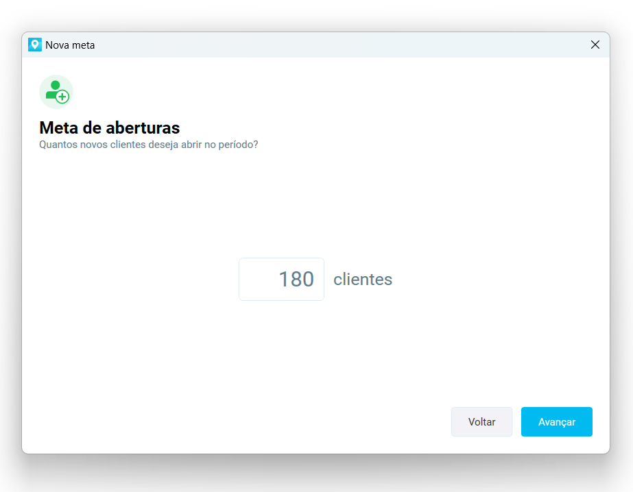 Meta de aberturas de clientes