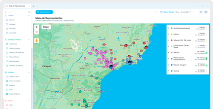 Área geográfica de representantes